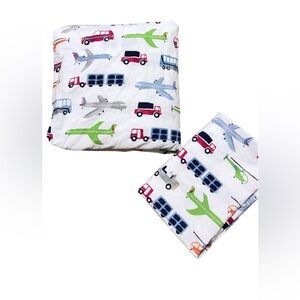 Pottery Barn Kids Brody Transportation Twin Sheet & Pillowcase Set Cotton